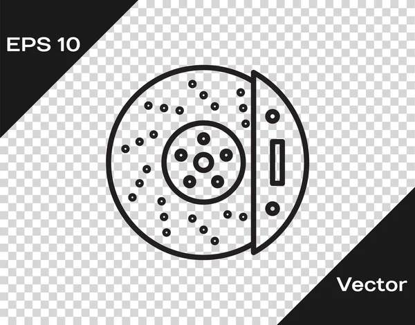 Black line Car brake disk with caliper icon isolated on transparent background. Vector Illustration — Stock Vector