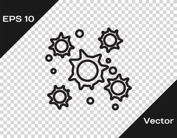 Linea nera icona dei batteri isolata su sfondo trasparente. Batteri e germi, malattia del microrganismo che causa, cancro alle cellule, microbo, virus, funghi. Illustrazione vettoriale — Vettoriale Stock