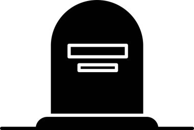 Rip ile Siyah Tombstone üzerinde simge beyaz arka plan izole yazılı. Mezar simgesi. Vektör İllüstrasyonu