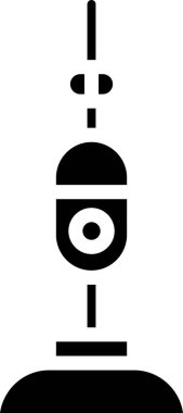 Beyaz arka planda yalıtılmış siyah elektrikli süpürge simgesi. Vektör İllüstrasyonu