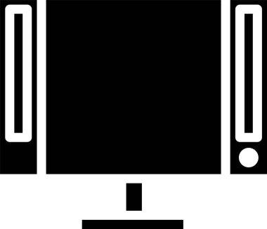 Siyah Smart Tv simgesi beyaz arka planda yalıtılmış. Televizyon tabelası. Vektör İllüstrasyonu