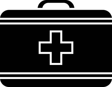 Siyah ilk yardım çantası simgesi beyaz arkaplanda izole edildi. Haçlı sağlık kutusu. Acil durumlar için tıbbi ekipman. Sağlık sigortası konsepti. Vektör İllüstrasyonu