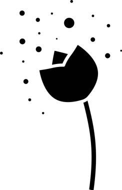 Siyah Çiçek atmosfer ikonunda polen üretiyor. Beyaz arka planda izole edilmiş. Vektör İllüstrasyonu