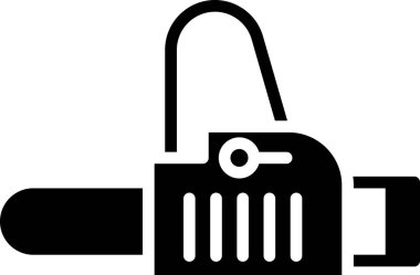 Siyah testere simgesi beyaz arkaplanda izole edildi. Vektör İllüstrasyonu