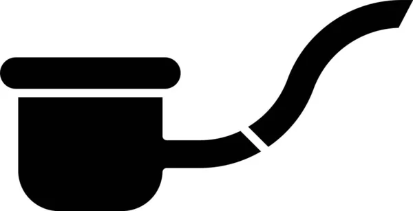 Tubo preto para fumar com ícone de fumaça isolado no fundo branco. Cachimbo de tabaco. Ilustração vetorial — Vetor de Stock