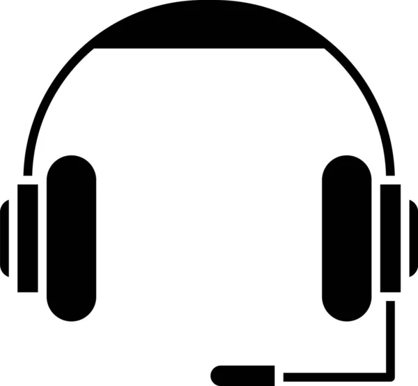 Černá sluchátka ikona izolované na bílém pozadí. Sluchátka. Koncepce poslechu hudby, služeb, komunikace a operátora. Vektorová ilustrace — Stockový vektor