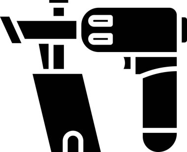 Beyaz arka planda siyah çivi tabancası ikonu izole edildi. Vektör İllüstrasyonu