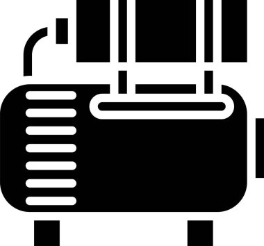 Siyah Hava kompresör simgesi beyaz arkaplanda izole edildi. Vektör İllüstrasyonu