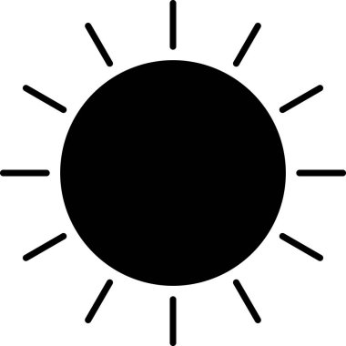 Siyah Güneş simgesi beyaz arka plan üzerinde izole. Vektör İllüstrasyonu