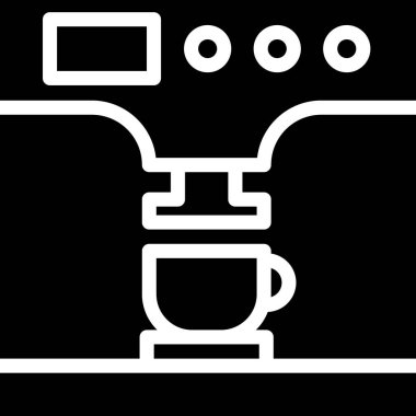 Siyah Kahve makinesi ve kahve fincanı simgesi beyaz arka plan üzerinde izole. Vektör İllüstrasyonu