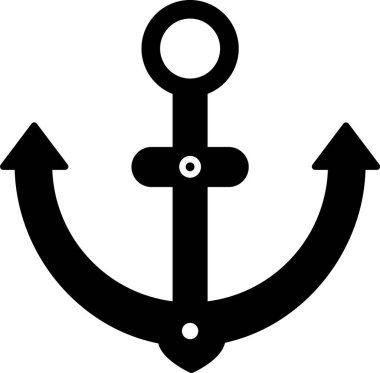 Siyah Anchor simgesi beyaz arkaplanda izole edildi. Vektör İllüstrasyonu