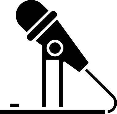 Beyaz arkaplanda siyah mikrofon simgesi izole edildi. Radyodaki mikrofondan. Sözcü işareti. Vektör İllüstrasyonu