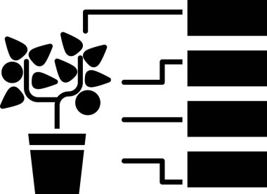 Beyaz arkaplanda siyah çiçek analiz simgesi izole edildi. Vektör İllüstrasyonu