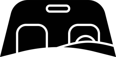 Siyah araba ön cam simgesi beyaz arkaplanda izole edilmiş. Vektör İllüstrasyonu