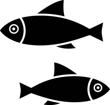 Siyah Balık simgesi beyaz arka plan üzerinde izole. Vektör İllüstrasyonu