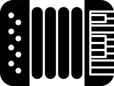 Siyah Müzik aleti akordeon simgesi beyaz arka plan üzerinde izole. Klasik bayan, harmonik. Vektör İllüstrasyonu