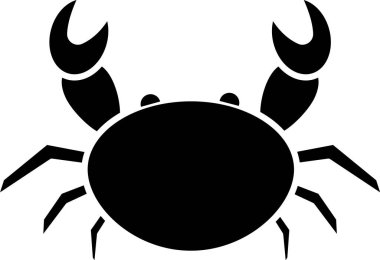 Beyaz arkaplanda siyah yengeç simgesi izole edildi. Vektör İllüstrasyonu