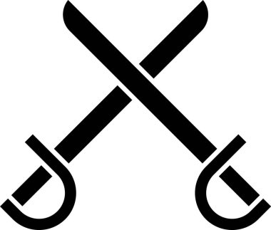 Siyah Haçlı Korsan Kılıçları simgesi beyaz arka planda izole edildi. Kılıç işareti. Vektör İllüstrasyonu