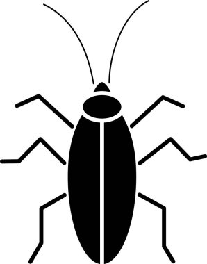 Siyah Hamamböceği simgesi beyaz arkaplanda izole edilmiş. Vektör İllüstrasyonu