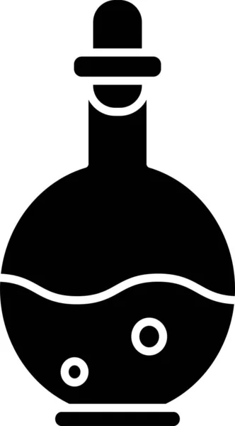 Μαύρο γυάλινο μπουκάλι με μαγικό εικονίδιο ελιξίριο απομονώνονται σε λευκό φόντο. Στοιχείο παιχνιδιού υπολογιστών. Εικονογράφηση διανύσματος — Διανυσματικό Αρχείο