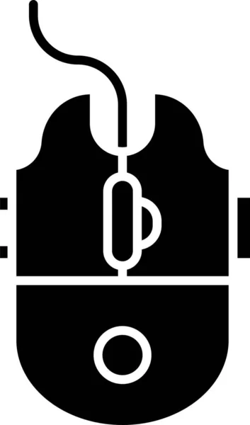 Μαύρο εικονίδιο παιχνιδιού ποντικιού υπολογιστή απομονωμένο σε λευκό φόντο. Οπτικό με σύμβολο τροχού. Εικονογράφηση διανύσματος — Διανυσματικό Αρχείο