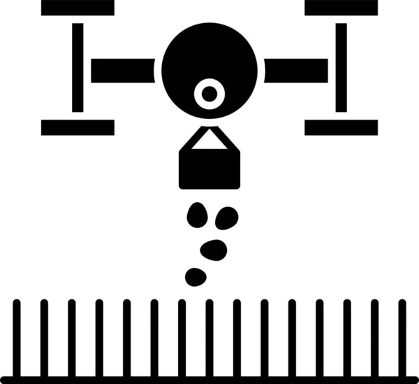 흰 배경에 따로 심는 아이콘을 만들기 위한 드론 조종을 하는 검은 스마트 농장. 농업 회사를 위한 혁신적 인 기술. 벡터 일러스트 — 스톡 벡터