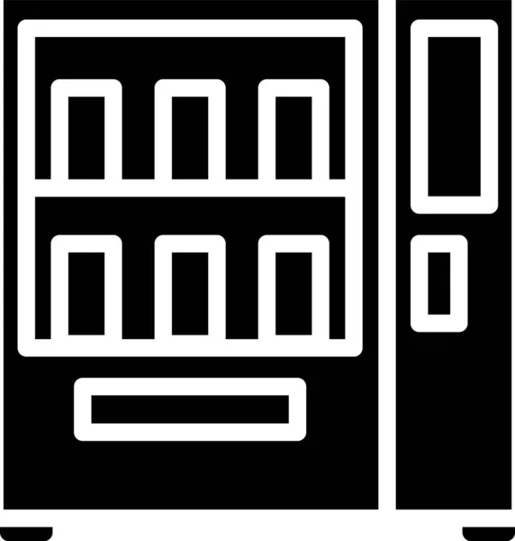 Máquina expendedora negra de alimentos y bebidas icono de venta automática aislado sobre fondo blanco. Ilustración vectorial — Vector de stock