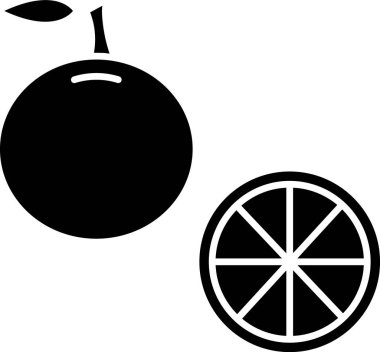 Beyaz arka planda siyah turuncu meyve ikonu izole edildi. Vektör İllüstrasyonu