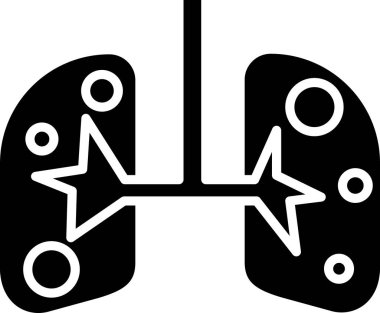 Siyah akciğerler simgesi beyaz arkaplanda izole edildi. Vektör İllüstrasyonu