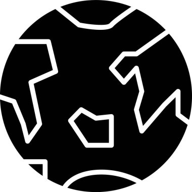 Siyah Dünya ikonu beyaz arkaplanda izole edilmiş. Vektör İllüstrasyonu