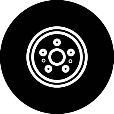 Beyaz arkaplanda siyah araba fren diski simgesi izole edildi. Vektör İllüstrasyonu