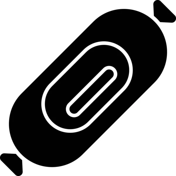 Icono de salchicha Salami negro aislado sobre fondo blanco. Producto de carne delicatessen. Ilustración vectorial — Vector de stock