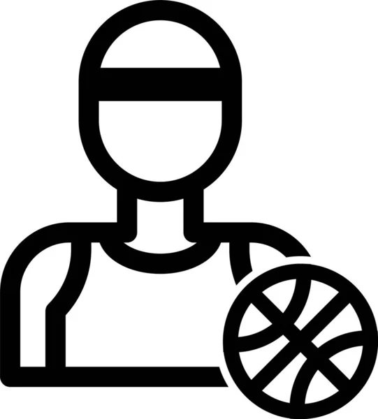 Zwarte basketbalspeler pictogram geïsoleerd op witte achtergrond. Vector Illustratie — Stockvector