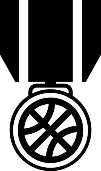 Medalha de basquete preto com ícone de fita isolado no fundo branco. Ilustração vetorial — Vetor de Stock