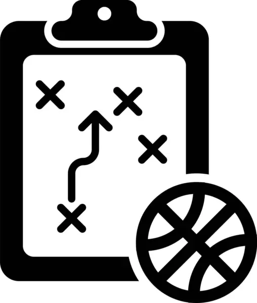 Black Planning strategi koncept ikon isolerad på vit bakgrund. Basket kopp bildning och taktik. Vektor Illustration — Stock vektor