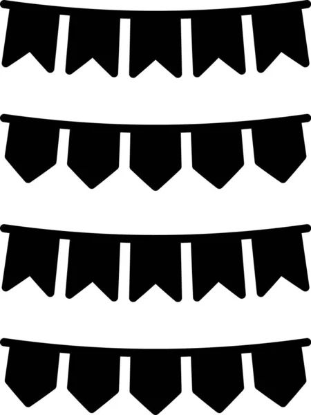 Guirnalda de carnaval negro con banderas icono aislado sobre fondo blanco. Banderines de fiesta para la celebración del cumpleaños, el festival y la decoración justa. Ilustración vectorial — Vector de stock