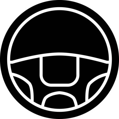 Siyah Direksiyon simgesi beyaz arka plan üzerinde izole. Araba tekerleği simgesi. Vektör İllüstrasyonu