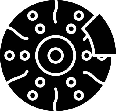 Beyaz arka planda izole edilmiş kalibre simgesi olan siyah araba fren diski. Vektör İllüstrasyonu