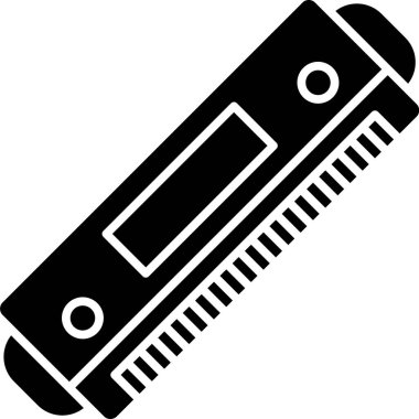 Beyaz arkaplanda siyah mızıka simgesi izole edildi. Müzik aleti. Vektör İllüstrasyonu