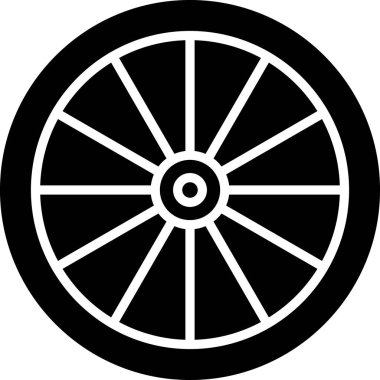 Siyah araba tekeri simgesi beyaz arkaplanda izole edilmiş. Vektör İllüstrasyonu