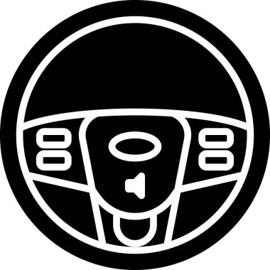 Siyah Direksiyon simgesi beyaz arka plan üzerinde izole. Araba tekerleği simgesi. Vektör İllüstrasyonu