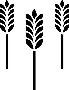 Siyah Tahıllar pirinç, buğday, mısır, yulaf, çavdar, arpa simgesi beyaz arka plan üzerinde izole ile ayarlanır. Buğday ekmeği sembolleri kulakları. Vektör İllüstrasyonu