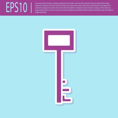 Turkuaz arka planda izole edilmiş Retro Mor Korsan anahtar simgesi. Vektör İllüstrasyonu