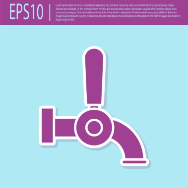 Turkuaz arka planda izole edilmiş mor bira tıklatma simgesi. Vektör İllüstrasyonu