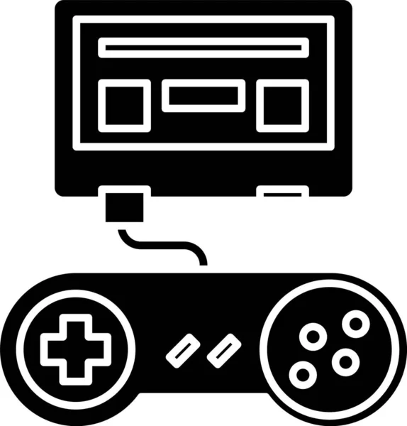 Console nera per videogiochi con icona joystick isolata su sfondo bianco. Illustrazione vettoriale — Vettoriale Stock