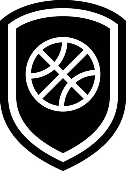 Fekete pajzs a kosárlabda belső ikon elszigetelt fehér háttér. Vektorillusztráció — Stock Vector