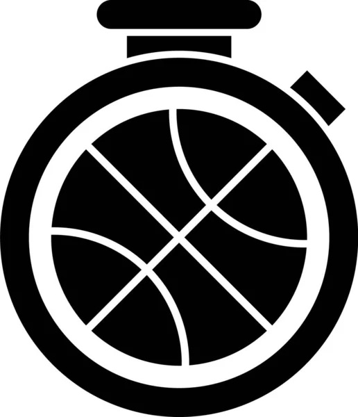 Fekete Stopwatch kosárlabda belül ikon elszigetelt fehér háttér. Kosárlabda idő. Sport és edzés. Vektorillusztráció — Stock Vector