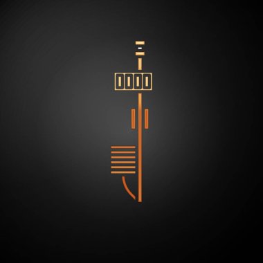 Altın Standalone sensör simgesi siyah arkaplanda izole edildi. Vektör İllüstrasyonu