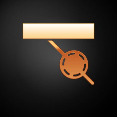 Altın Korsan göz bandı simgesi siyah arkaplanda izole edildi. Korsan aksesuarı. Vektör İllüstrasyonu