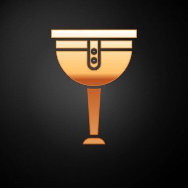 Siyah arka planda izole edilmiş altın tahta bacak ikonu. Vektör İllüstrasyonu